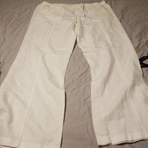 White linen/cotton blend pants